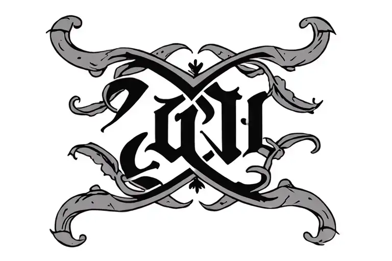 2 name ambigram using Zac and Tee tattoo design idea