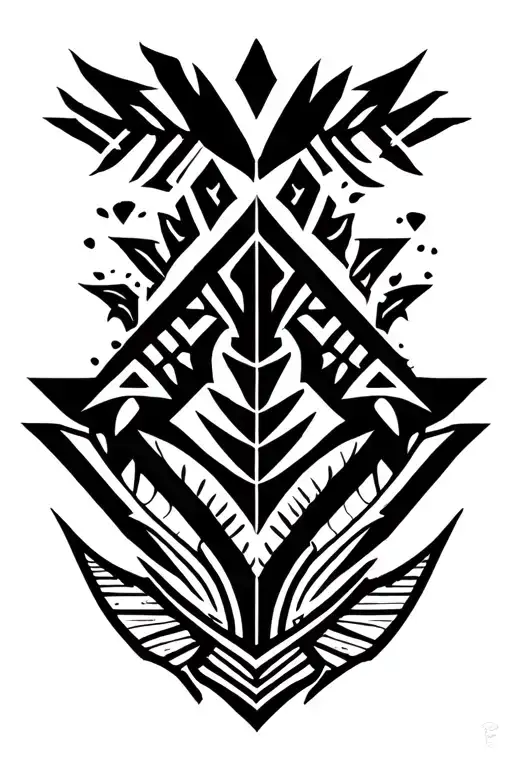 arrow with Polynesian tribal patterns tattoo design idea