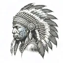 African Warrior With Native American headress tattoo design idea