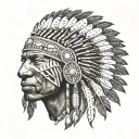 African Warrior With Native American headress tattoo design idea