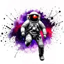Astronaut floating through space, deep purple, nebula tattoo design idea