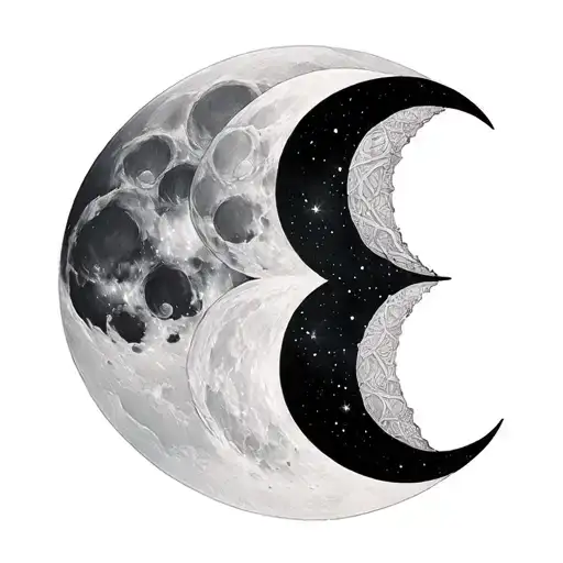 Phases Of Moon Spine tattoo design idea
