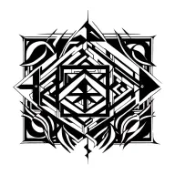 "Tribal geometrico blackwork" Create a Tribal Geometric Blackwork tattoo design for a woman's back. The design should feature bold black fills, symmet tattoo design idea