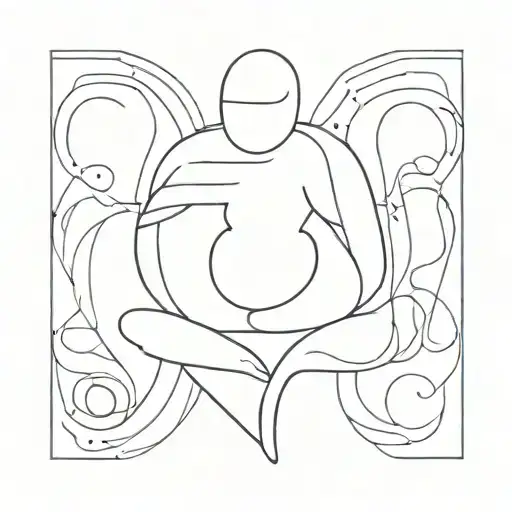 stick figure with croissant body tattoo design idea