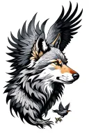 wolf, phoenix, cardinal, tattoo design idea