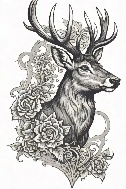 stag head tattoo design idea