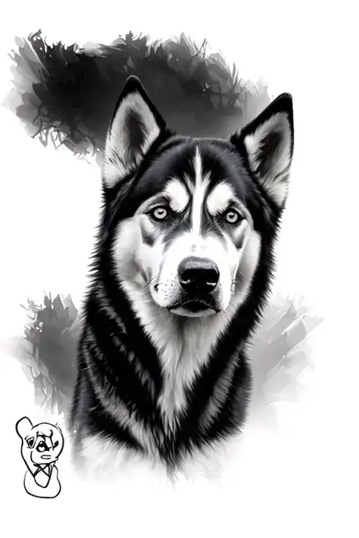 siberian husky face tattoo design idea