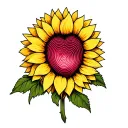 fingerprint heart and sunflower tattoo design idea