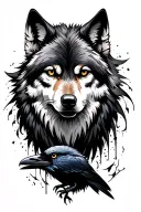 wolf and raven tattoo design idea