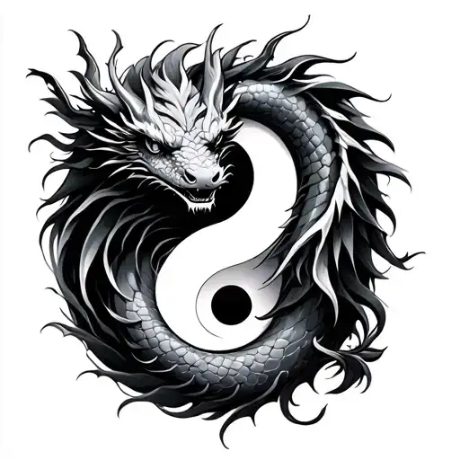 girly dragon yin yang tattoo tattoo design idea