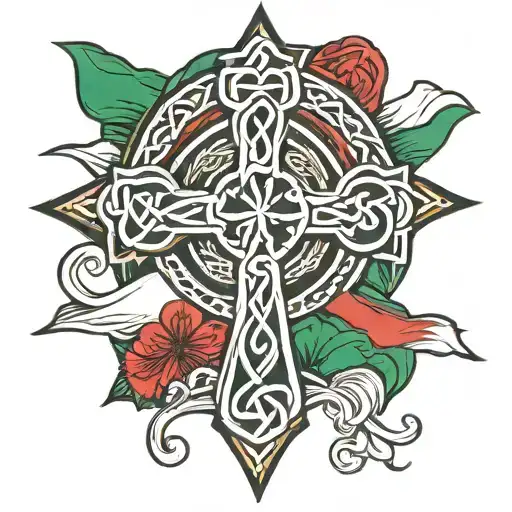 Celtic cross and Italian flag intertwined tattoo design idea