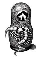 Skorpion with Russian nesting doll tattoo design idea