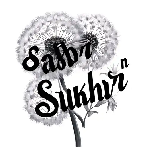 "Sabr n sukhr" dandelion flower tattoo tattoo design idea