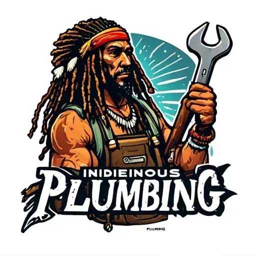 "Indigenous Plumbing " dreadlock Native American plumber holding a wrench tattoo design idea