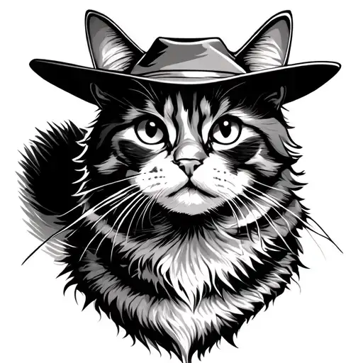 Cowboy Cat tattoo design idea