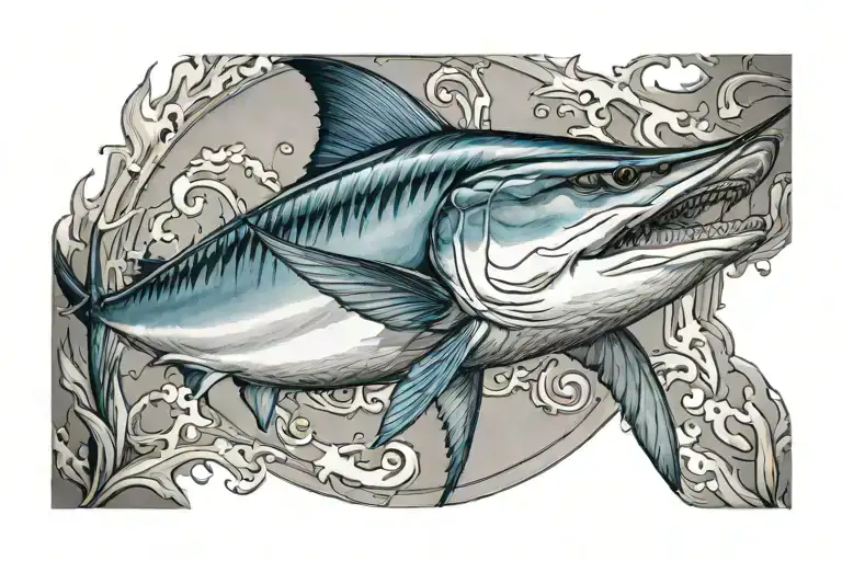 blue marlin tattoo design idea