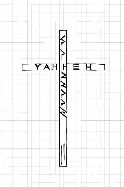 cross with the word yahweh tattoo design idea