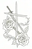 sword and roses  tattoo design idea