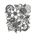 flower vine with names incorporated tattoo design idea
