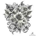 flower vine with names incorporated tattoo design idea