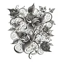 flower vine with names incorporated tattoo design idea