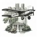 micro falling water Frank Loyd wright brothers plane tattoo design idea