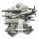 micro falling water Frank Loyd wright brothers plane tattoo design idea