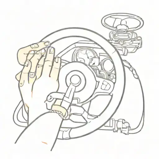 women's hands on the steering wheel, handcuffed by police tattoo design idea