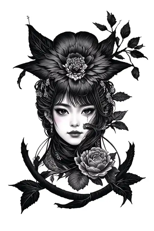 korean unique norigae tattoo design idea