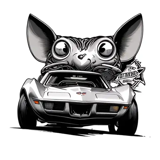 1970s corvette ratfink hotrod style tattoo design idea