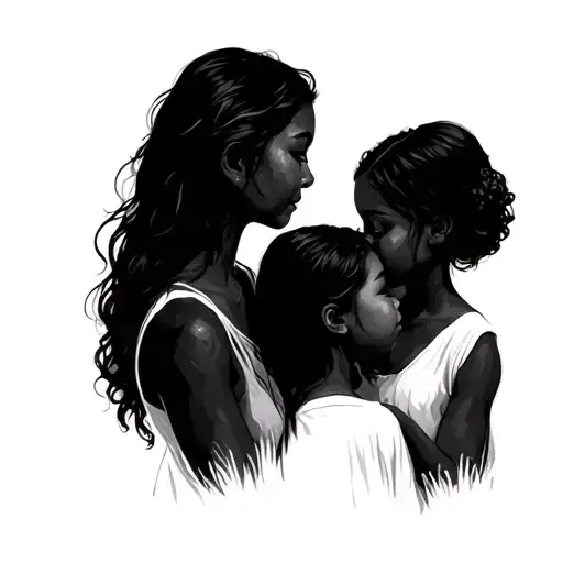 Mother And 2 Daughters tattoo design idea