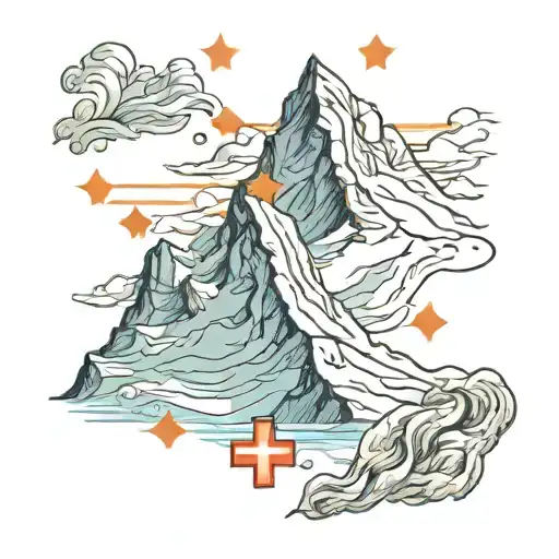 Swiss flag Matterhorn glacier paradise logo tattoo design idea