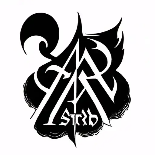 a visual representation  for a  tattoo template that includes the spelling of  Astrid using  the previous Futhark runes tattoo design idea