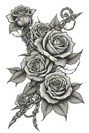 barbed wire wrapped with roses tattoo design idea