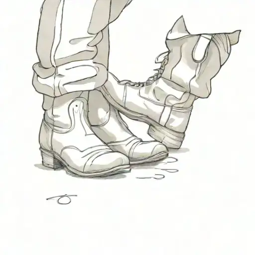 tiny feet in ballet shoes standing on dads feet in cowboy boots  tattoo design idea