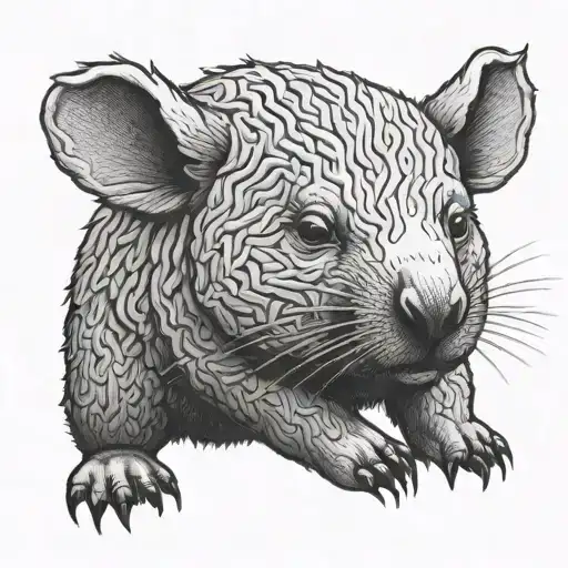 wombat knitting tattoo design idea