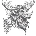 monkey with moose antlers  tattoo design idea