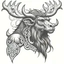 monkey with moose antlers  tattoo design idea