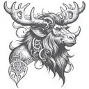 monkey with moose antlers  tattoo design idea