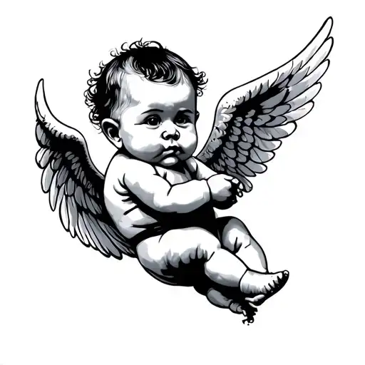 baby Angel Gangster tattoo design idea