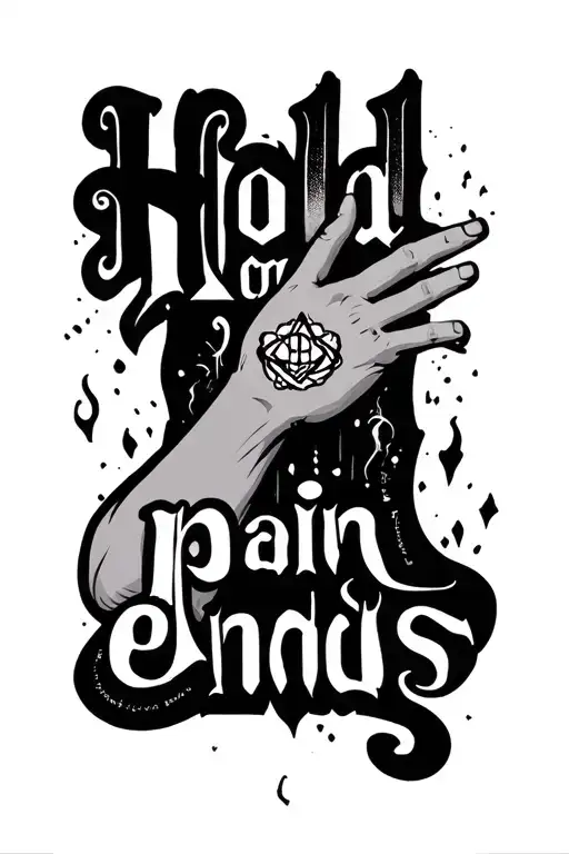"Hold on pain ends" arm tattoo design idea