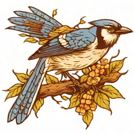 bluejay on a branch  tattoo design idea