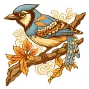 bluejay on a branch  tattoo design idea
