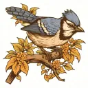 bluejay on a branch  tattoo design idea