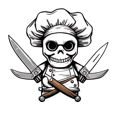 chef voodoo doll with big knives themed tattoo tattoo design idea