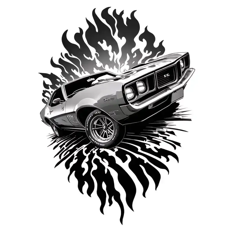 1968 pontiac firebird emerging tattoo design idea