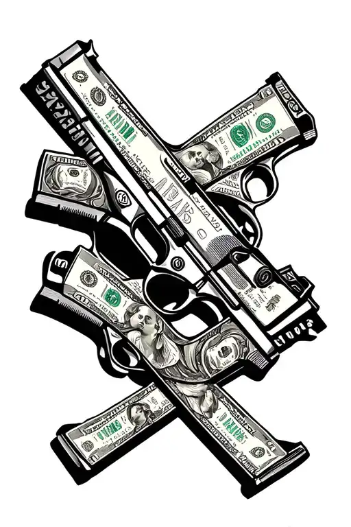 money guns 777 tattoo design idea