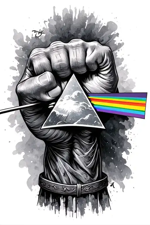 pink floyd the wall fist tattoo design idea