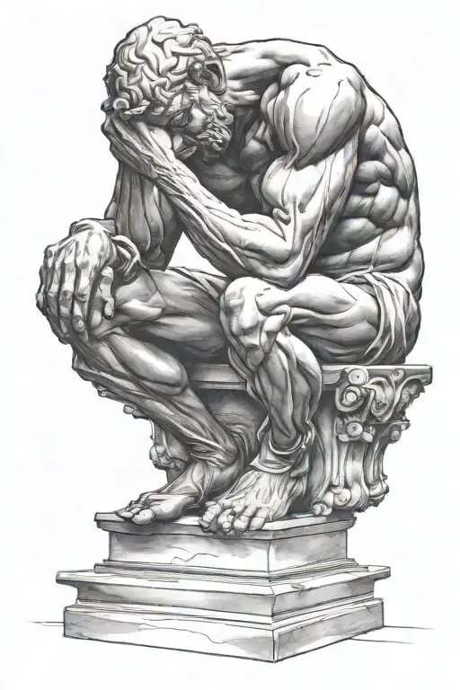 the thinker statue tattoo design idea