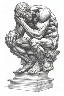 the thinker statue tattoo design idea